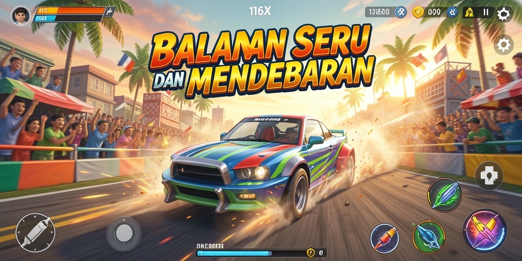 Gameplay Racing seru dan mendebarkan di 116X.