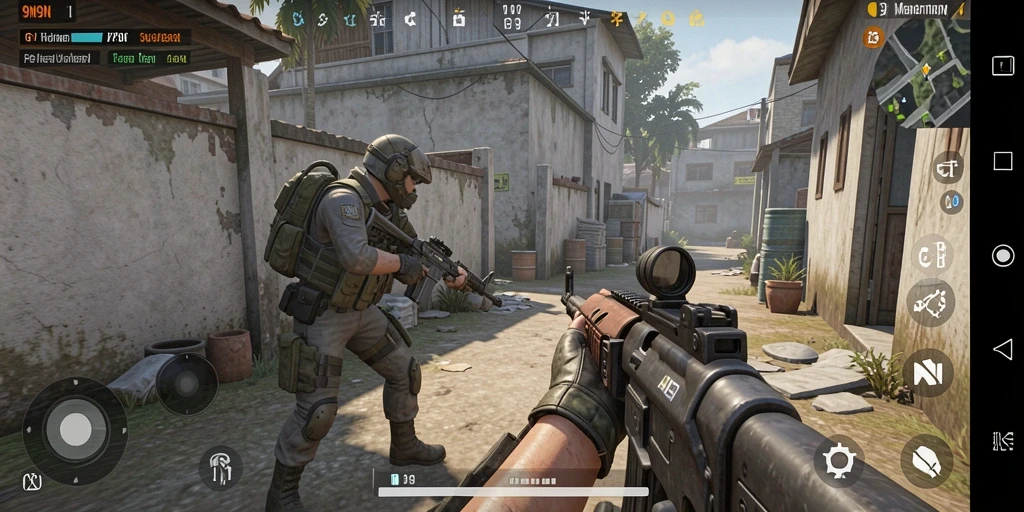 Screenshot dari gameplay menegangkan dalam 9N9N.