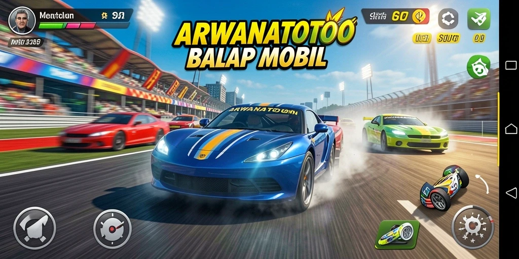 Screenshot ARWANATOTO menampilkan momen balap yang seru dan menegangkan.