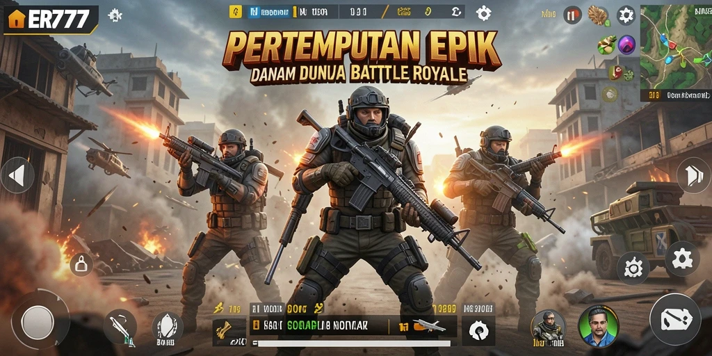 Screenshot ER777 menampilkan intensitas pertempuran di arena Battle Royale.