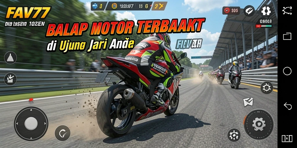 Tampilan gameplay seru dalam balapan motor FAV77.