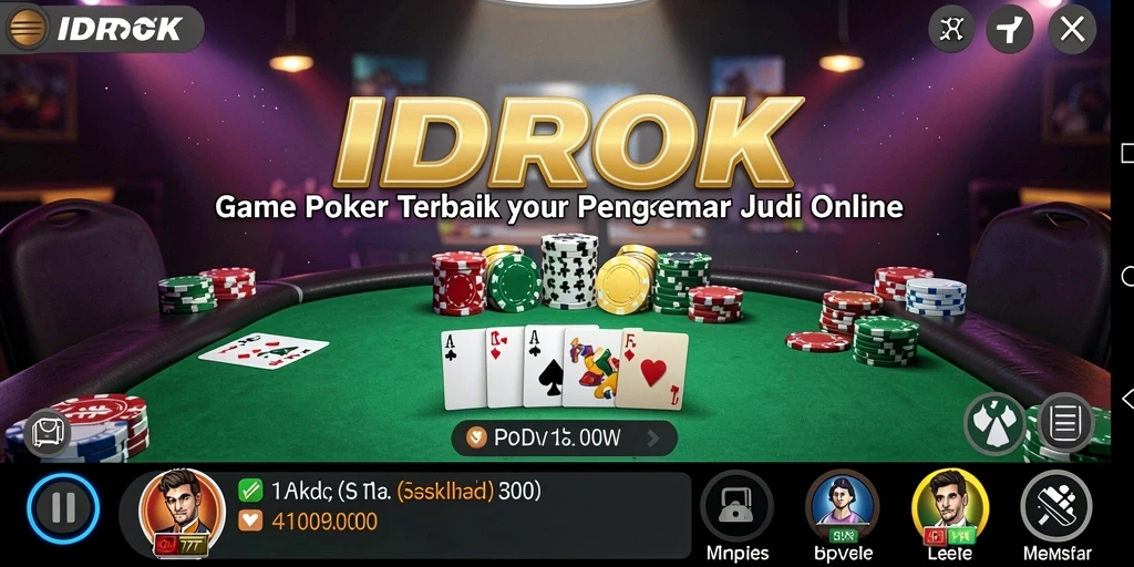Screenshot utama IDROK dengan tampilan seru gameplay Poker.
