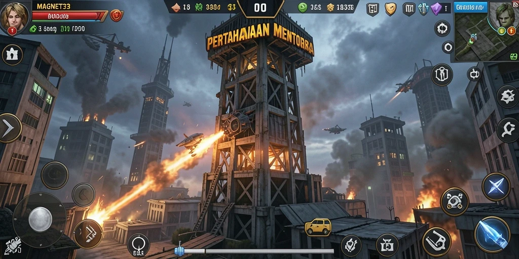Gameplay seru MAGNET33 dengan menara dan musuh beragam.
