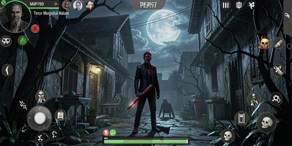 Tampilan screenshot gameplay MVP789 dengan suasana horor yang mencekam.
