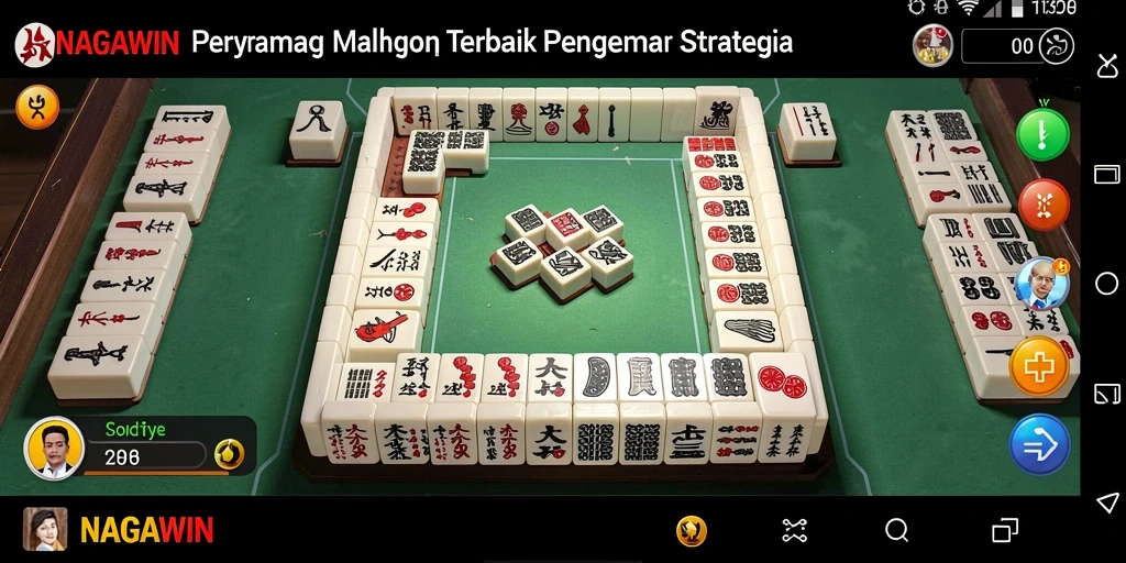 Screenshot gameplay NAGAWIN yang menunjukkan aksi mencocokkan ubin Mahjong.