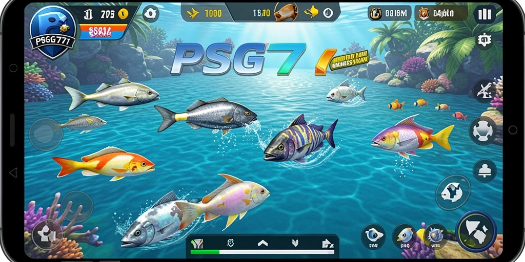 Tampilan gameplay seru dari PSG77 dengan aksi Tembak Ikan.