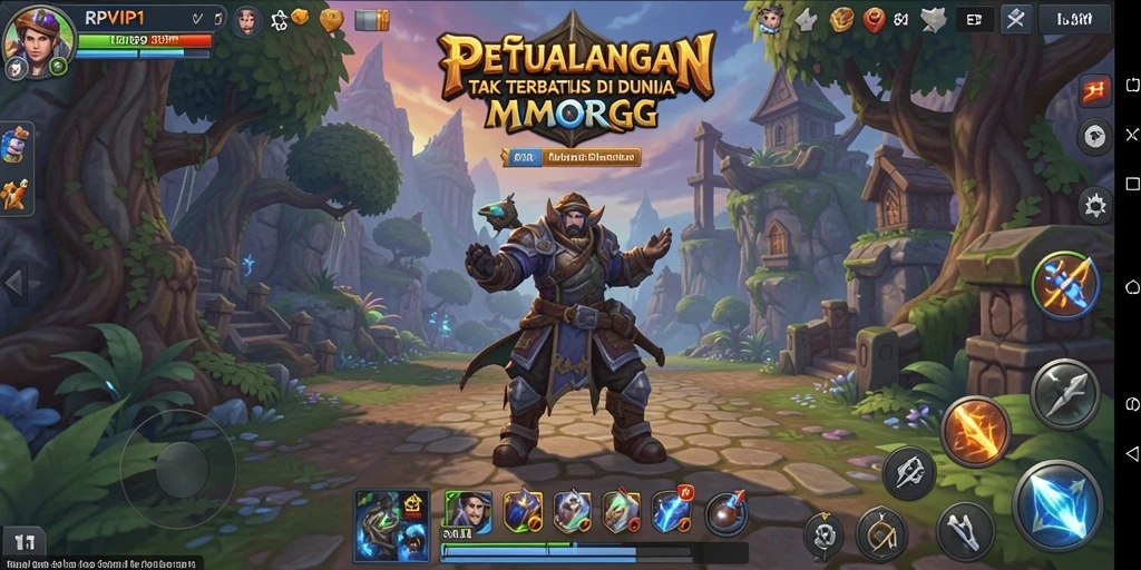 Tangkapan layar RPVIP1 menampilkan pertarungan seru di dunia fantastis MMORPG.