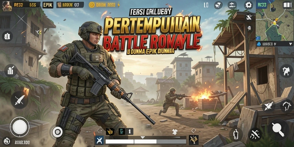 Gameplay RR33 menampilkan pertempuran seru dalam mode Battle Royale.