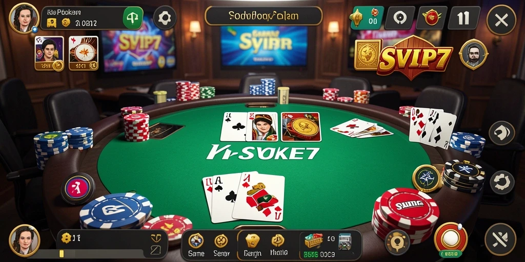 Tampilan menarik dari gameplay Poker di SVIP7 dengan pemain bersaing.