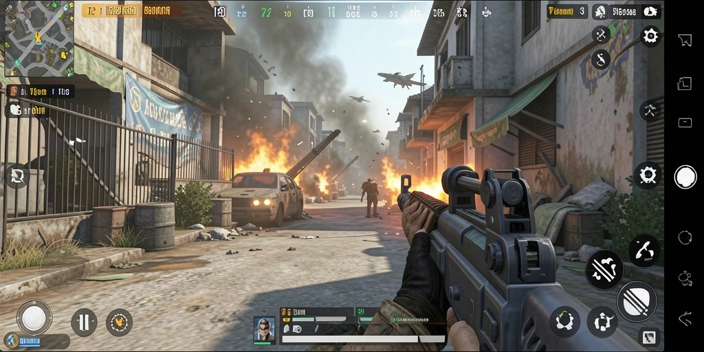 Screenshot gameplay T6 menunjukkan pertempuran seru dalam mode FPS.