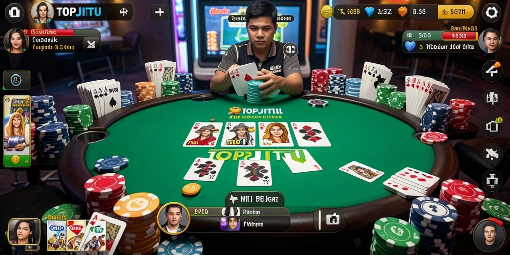 Gambaran gameplay seru dalam aplikasi poker TOPJITU.