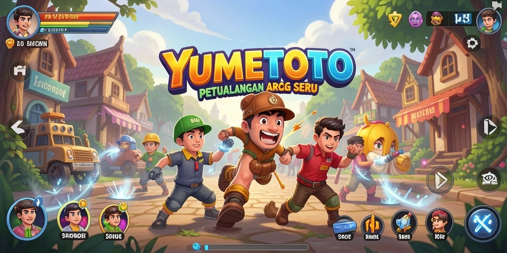 Tangkapan layar gameplay YUMETOTO yang menampilkan tantangan arcade yang mendebarkan.